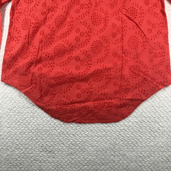 JAG Women Relaxed Button-Down Shirt Small Red Eyelet MSRP $78 - Picture 8 of 13